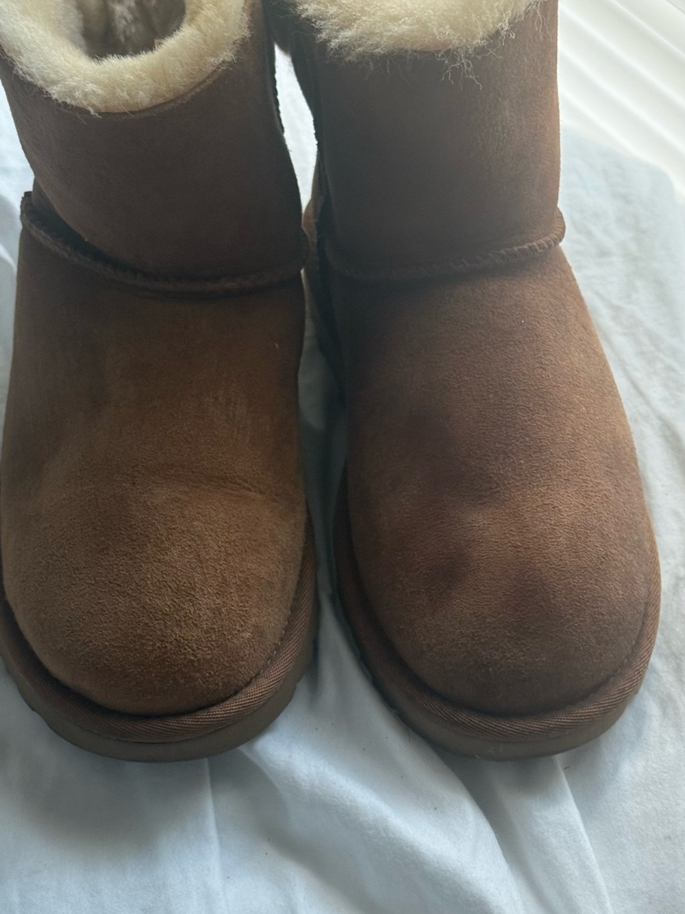 UGG Chestnut Suede Short Shearling Booties